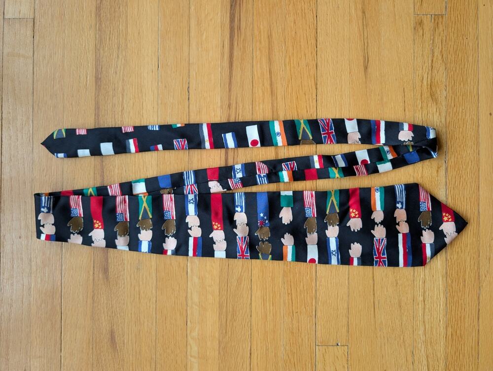 Vintage Collector Save the Children Silk Tie "Reaching for Love" flags